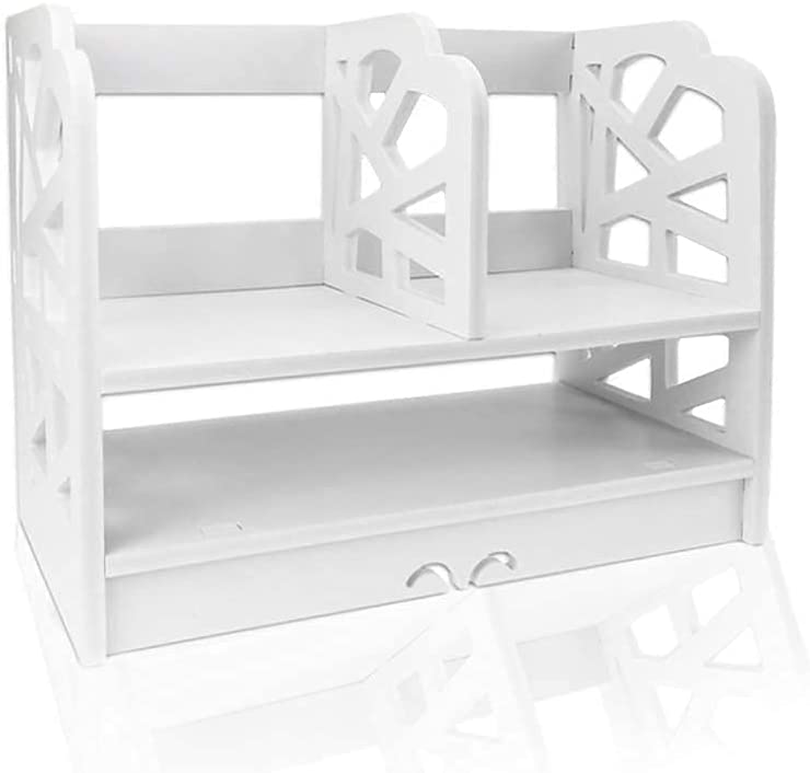 YGYQZ Small Bookshelf Desktop Storage Organizers - Mini Narrow Desk Rack White for Women, Kids, Men for Office Home Decor Accessories